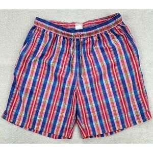 Peter Millar L x 7.5" Blue Retro Bright Plaid Mesh Lined Swim Shorts‎ MS15P12